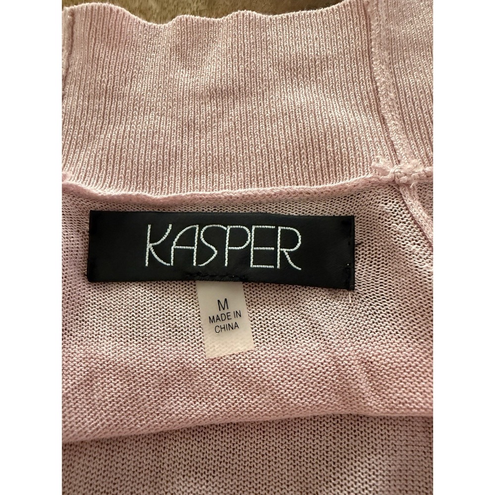 Kasper‎ Pink Long Open Front Cardigan Sweater Women's M Lightweight Duster - Picture 6 of 6